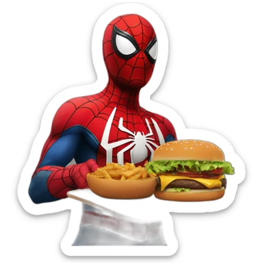 Spider-Man qui mange un hamburger sticker