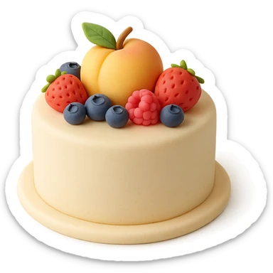 round fondant cake with fruit toppings sticker