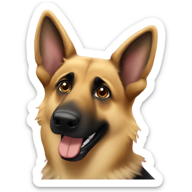 Blonde and brown German shepherd holding a sign that says “Happy New Year” sticker