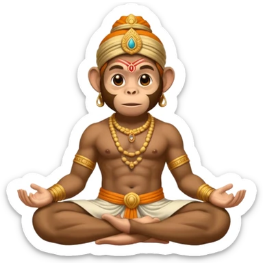 Hanuman ji monkey face hunk build body having mukut and dhoti and should be seated in pease to pray Ramji sticker