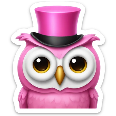 Pink owl with a top hat sticker