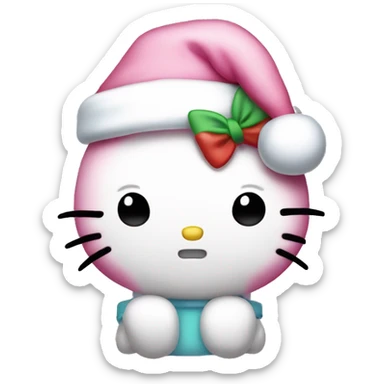 kawaii pastel hello kitty wearing a santa hat  sticker