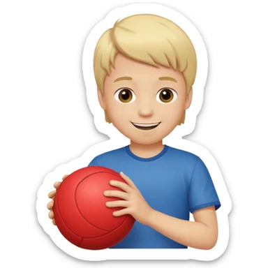 a son with blond hair playing a ball  sticker