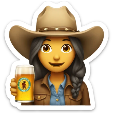 Girl with beer and cowboy hat sticker