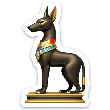 Ancient style statue casually adorned anubis canine formally posed setting down  sticker
