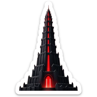 Barad Dúr from Lord of the Rings, Dark, giant Tower, with red beams shooting from the top into the sky sticker