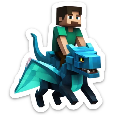 minecraft steve riding an ender dragon sticker