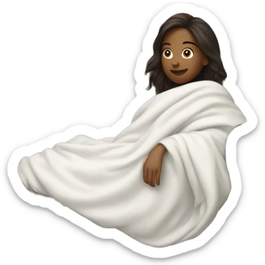 Brunette girl laying on couch with white blanket sticker