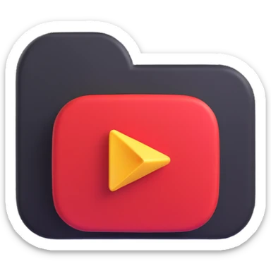3D style Youtube logo emoji, angled perspective, play button visible sticker