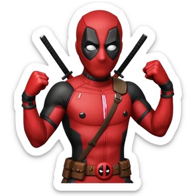 deadpool con pose de pelea sticker
