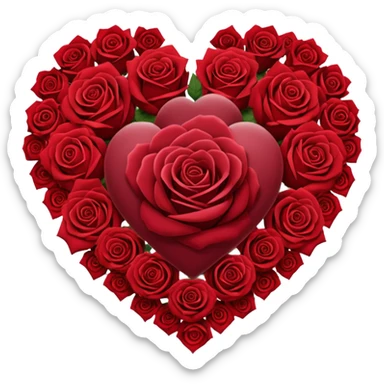 un cuore fatto di rose bordeaux e rosse sticker