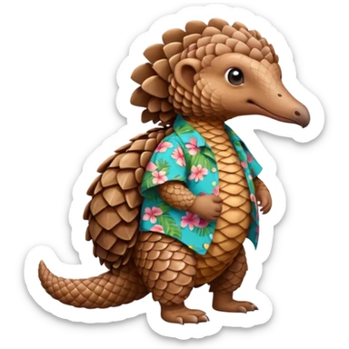 Pangolin with Hawaiian shirt sticker