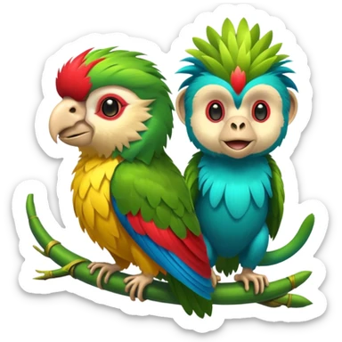 quetzal and monkey sticker