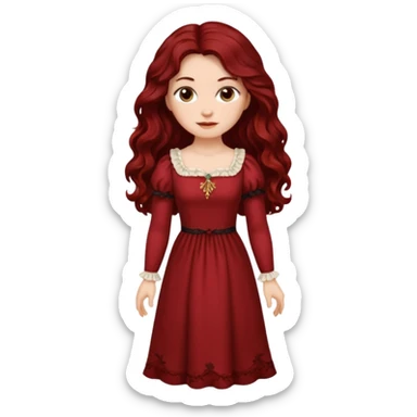 S’est une femme cheveux rouge foncé long ondulé , ( elle a 22ans , elle vient en 1815 ) sticker