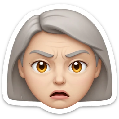 minimal flat emoji of an angry face,
slightly furrowed eyebrows,
tight lips but not angry,
emotion restrained and subtle,
soft pastel warm-gray tones,
emotional but calm design,
modern female health app style,
transparent background,
vector illustration
 sticker