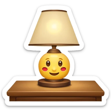 friendly modern emoji of a small lamp shining on a bookshelf sticker