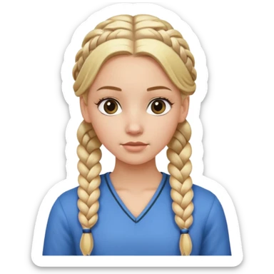 white girl, full braided blonde hair, side cornrows sticker