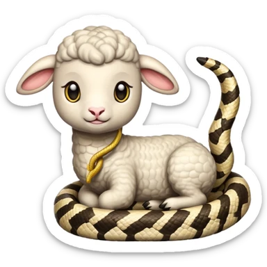 Lamb and snake sit next to each other  sticker