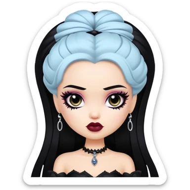 gothic pretty bratz baddie, black hair sticker