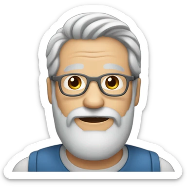 Gray haird 60 years old man with beard sticker