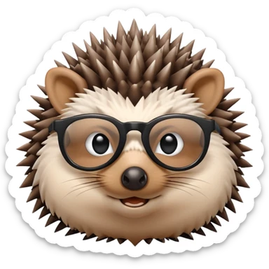 hedgehog with black glasses sticker