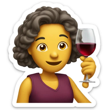 Tipsy emoji with wine glass sticker