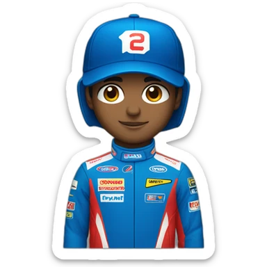 Aytron senna with a blue baseballcap and red racing suit sticker