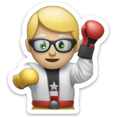 A photographer in a boxing ring with a bubble of information that says fight sticker