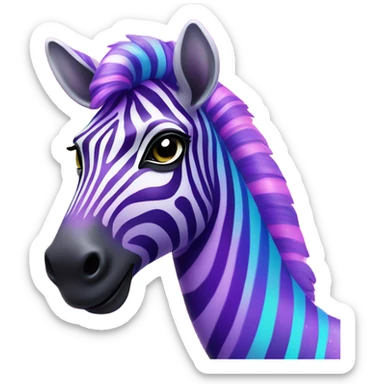 Lisa frank rainbow zebra with glitter purple stripes sticker