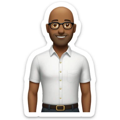 Brown man with bald hair and glasses sticker