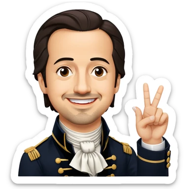 lin manuel miranda as alexander hamilton sticking up the middle finger while smiling sticker