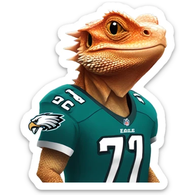 Red Bearded dragon in an eagles jersey sticker