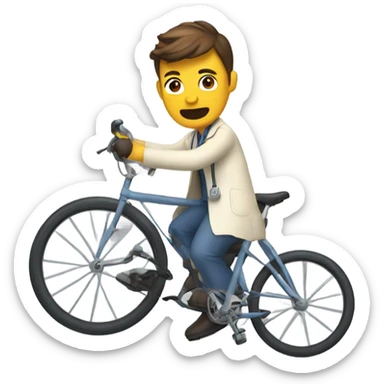 Crashing a bicycle, rider is a doctor  sticker