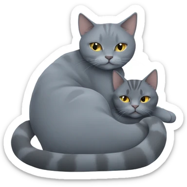 Russian blue cat and small American shorthair sleeping together  sticker