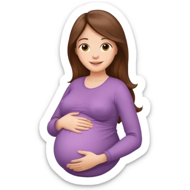 "Pregnant woman with her belly skin visible, with long brown hair and fair skin."
 sticker