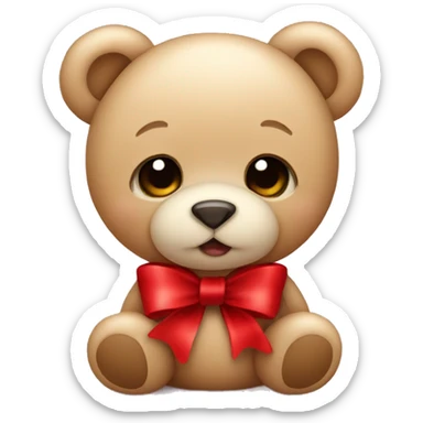 Little cute teddy bear with red bow sticker