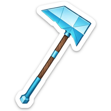 Minecraft diamond pickaxe with brown handle sticker