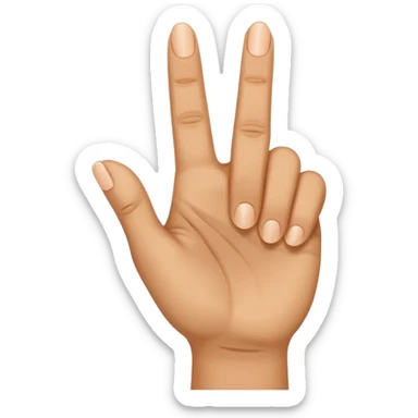 Una mano con estas características el dedo índice apuntando hacia arriba, los dedos medio y anular doblados hacia adentro, y el pulgar tocando el meñique sticker