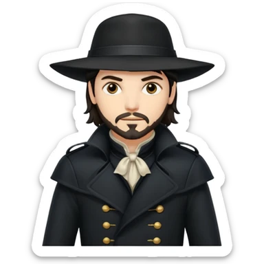 Athos, musketeer in black trench coat sticker