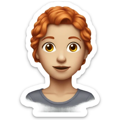 portrait of red haired girl sticker