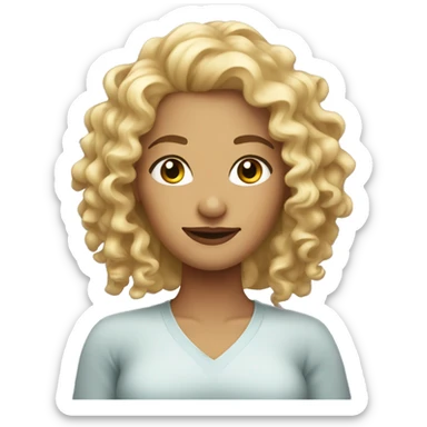 Curly blonde woman, avatar  sticker