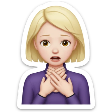 Someone choking themself, hands around neck sticker