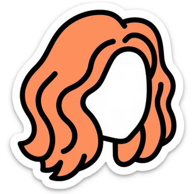 Girl with wavy hair and white skin sticker