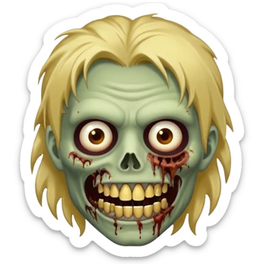 cabelo liso desordenado homen con aparencia de zombi y que haga un gesto mostrando los dientes de oro sticker