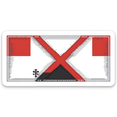 Flag of Amsterdam with three white X symbols on a red and black banner sticker