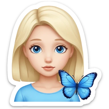 Girl have Blue butterfly  sticker