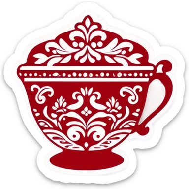 Vintage red tea cup sticker