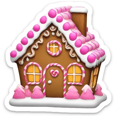 Gingerbread house with pink decorations  sticker