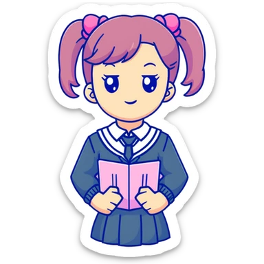 Cute anime girl with pink twin tails and school uniform sticker