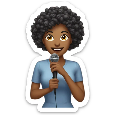 podcast host curly woman with microphone sticker
